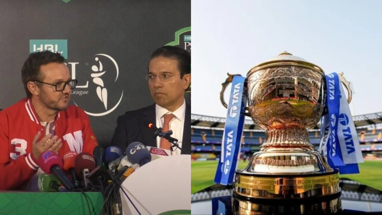 Islamabad United coach Mike Hesson and IPL Trophy