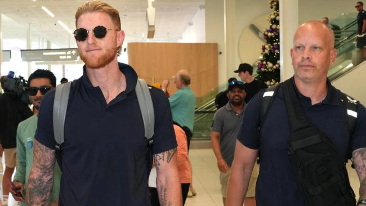 Ben Stokes at Adelaide Airport