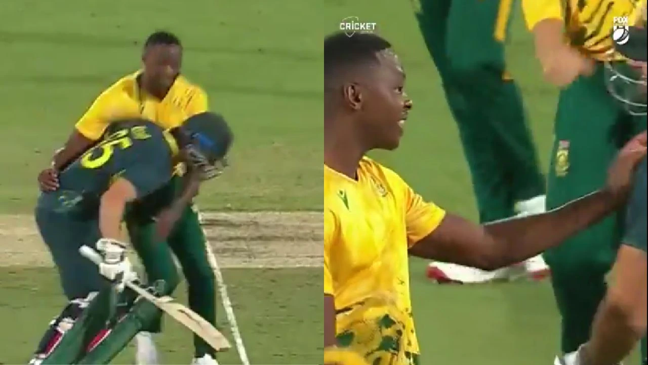 Kagiso Rabada And Tim David Clash