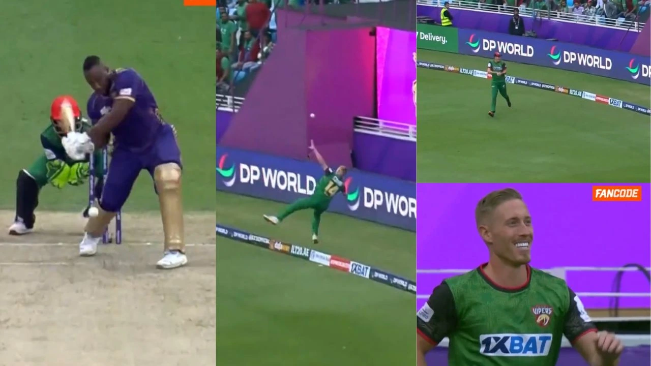 Watch: Luke Wood, David Payne combine to take stunning relay catch to get rid of Andre Russell in ILT20