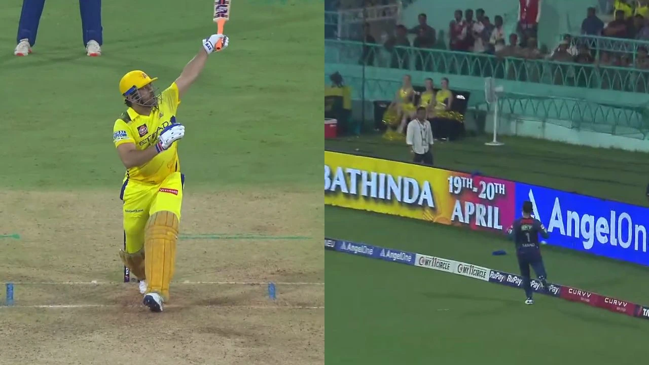 MS Dhoni One Handed Six