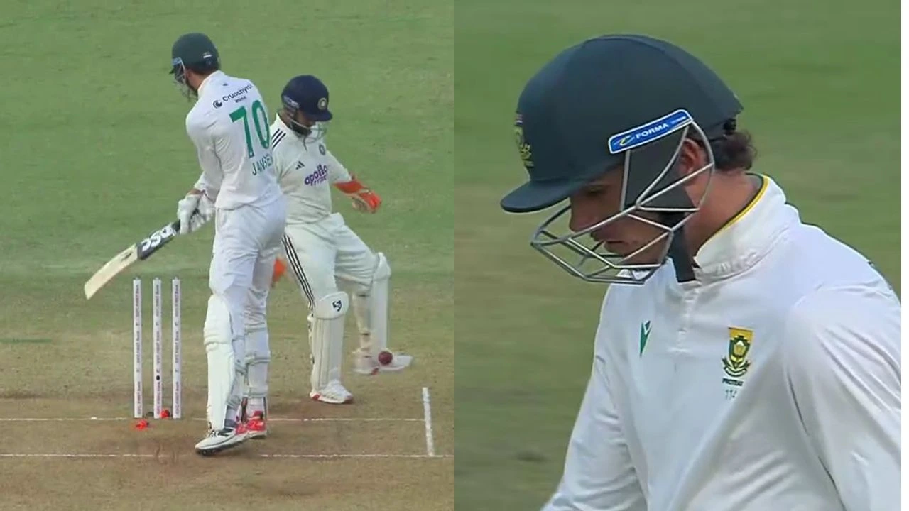 Angry Marco Jansen nearly smashes stumps with bat after missing out on ton in Guwahati Test
