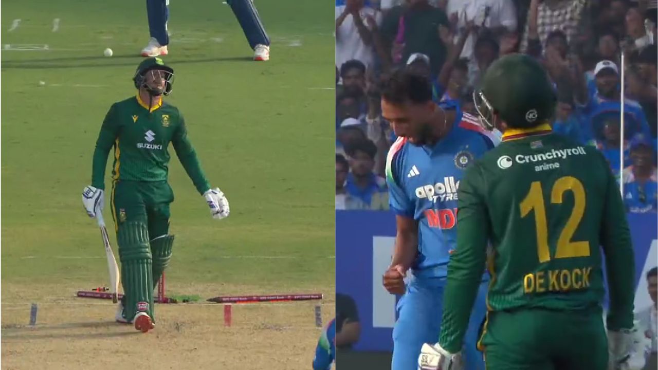 Prasidh Krishna Literally DEMOLISHES Quinton De Kock S Stumps In Visakhapatnam ODI