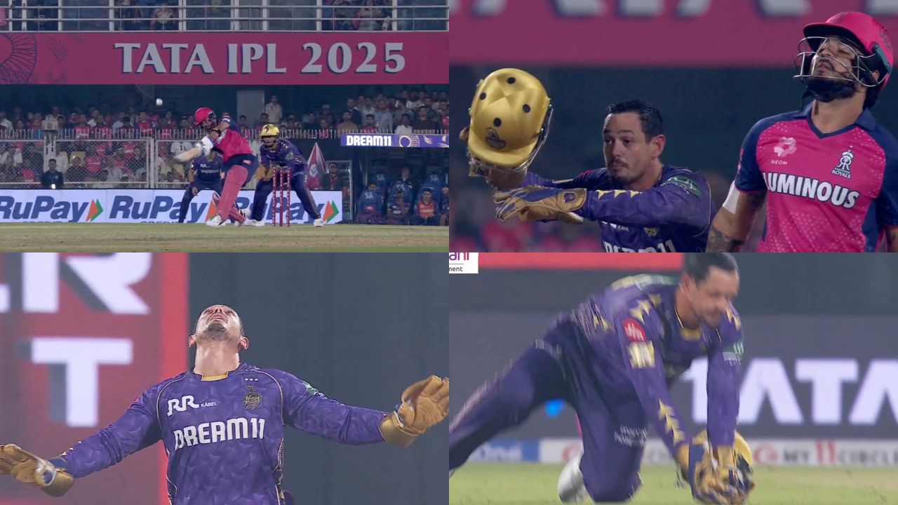 Quinton De Kock Catches Riyan Parag