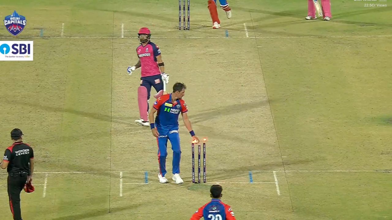 Riyan Parag Run Out By Mitchell Starc