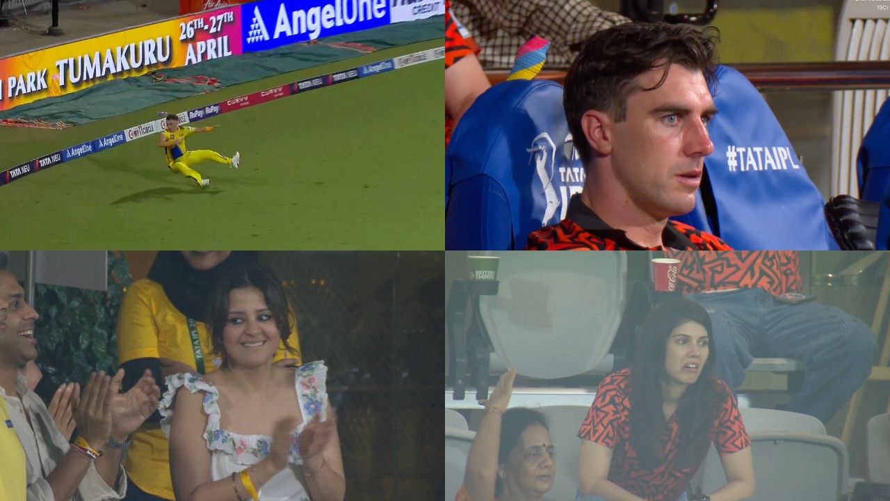 Sam Curran Catch Of Ishan Kishan Pat Cummins Sakshi Dhoni Kavya Maran Reaction