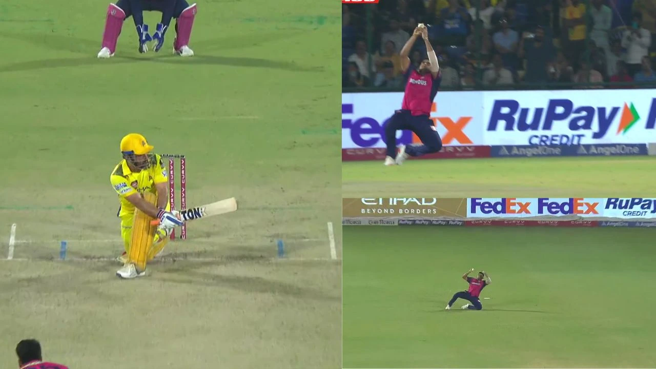 Tushar Deshpande Catch To Dismiss MS Dhoni CSK RR