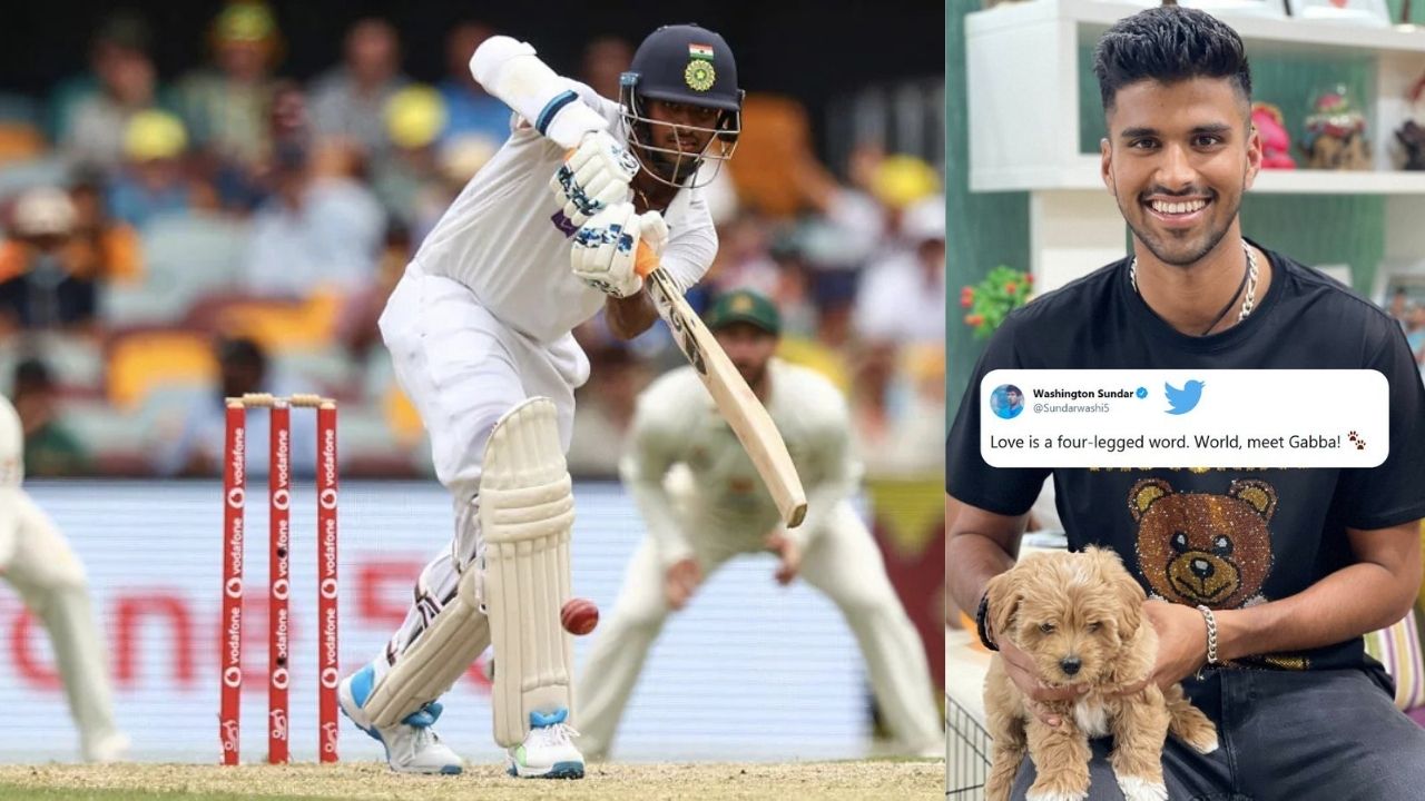 Washington Sundar with his dog 'Gabba'