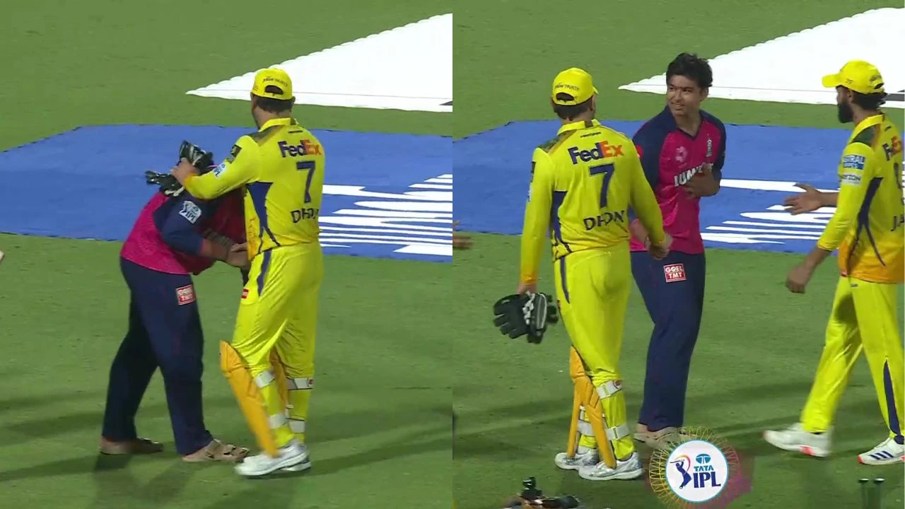 Vaibhav Suryavanshi Touches MS Dhoni Feet