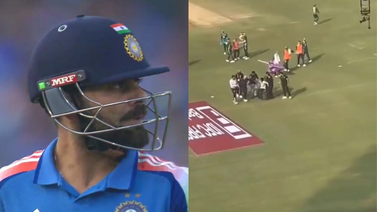 Virat Kohli&rsquo;s safety threatened during Raipur ODI as fan breaches security, gets manhandled