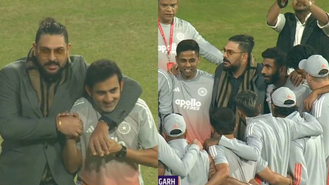 Yuvraj Singh Meets Gautam Gambhir Gives India Pep Talk After PCA Inaugurates His Stand In Mullanpur