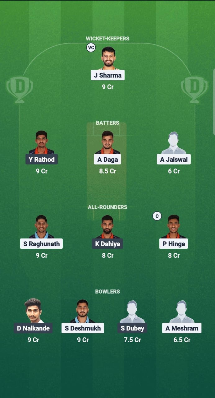 NMB vs ORT Dream11 Prediction Fantasy Cricket Tips Dream11 Team Vidarbha Pro T20 League