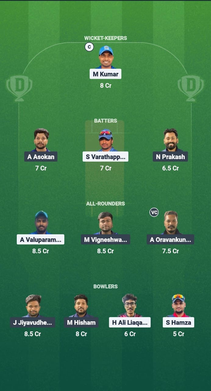 KRM vs AIOC Dream11 Prediction Fantasy Cricket Tips Dream11 Team Kuwait T10 Challengers League