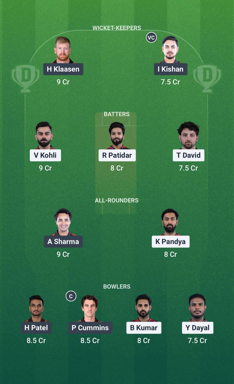 C72ca41a 444c 484e Ae7f 8302d240ca8a RCB vs SRH Dream11 Prediction Fantasy Cricket Tips Dream11 Team IPL 2025