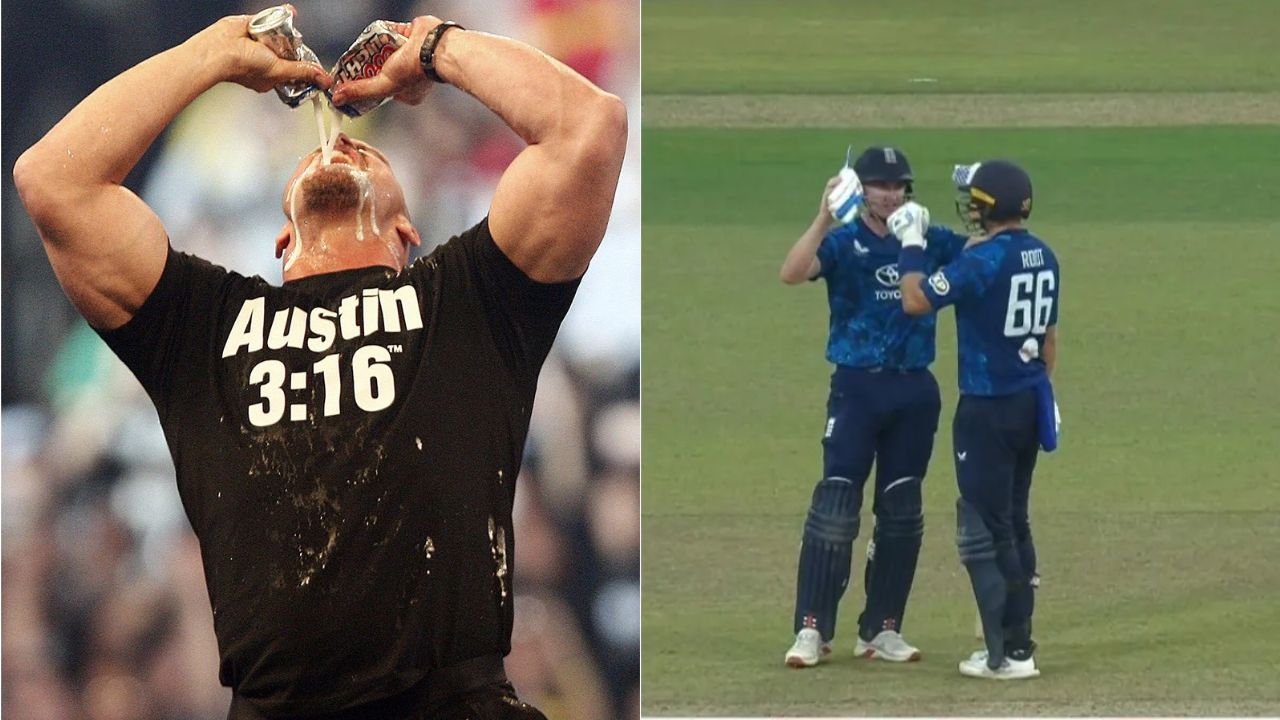 Harry Brook mocks controversy with Stone Cold Steve Austin-style 'beer bash' after Sri Lanka century