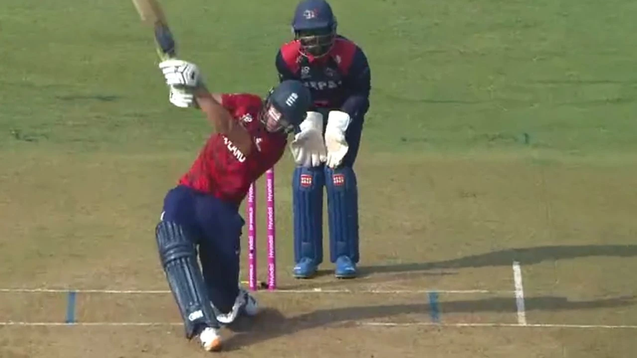 Jacob Bethell Does A Saim Ayub As No Look Shot Results In Embarrassing Dismissal Vs Nepal