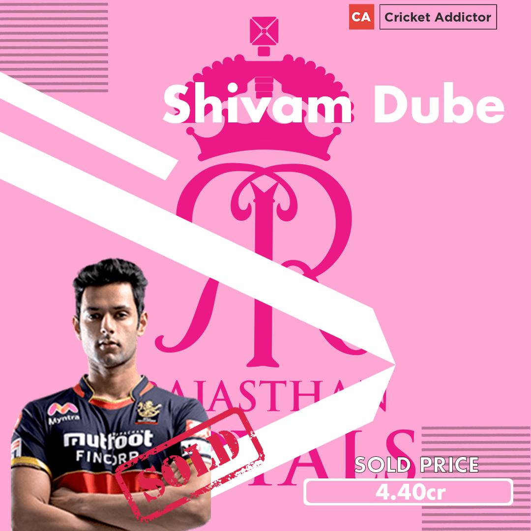 IPL 2021 Auction: Shivam Dube Sold To Rajasthan Royals For INR 4.4 Crores