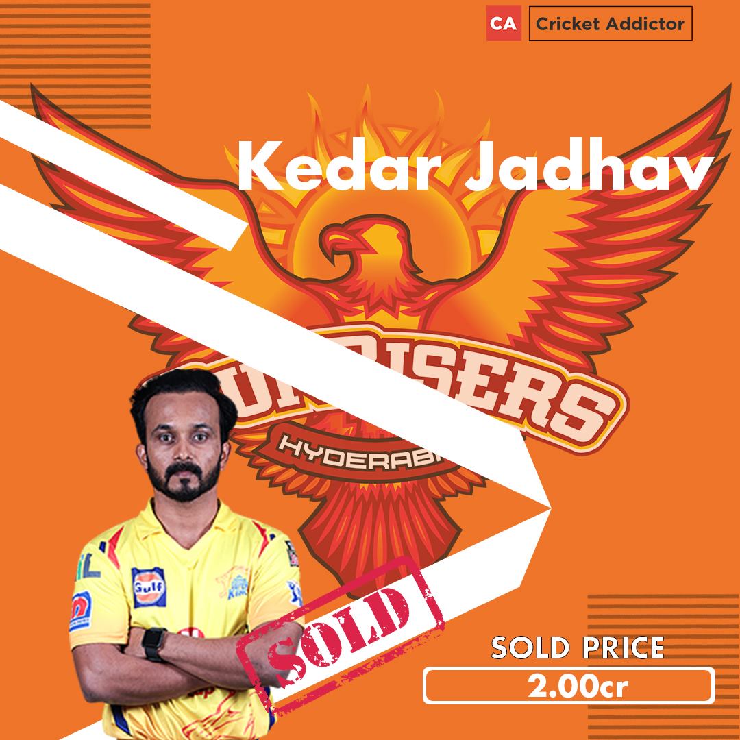 IPL 2021 Auction: Kedar Jadhav Sold To SunRisers Hyderabad For INR 2.00 Crores
