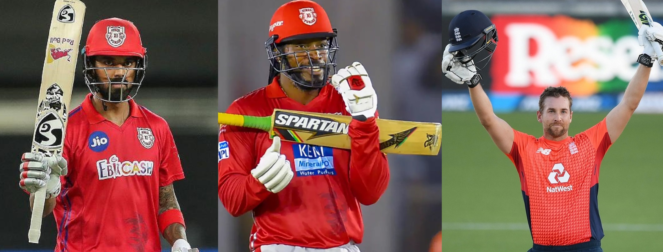 KL Rahul, Chris Gayle and Dawid Malan