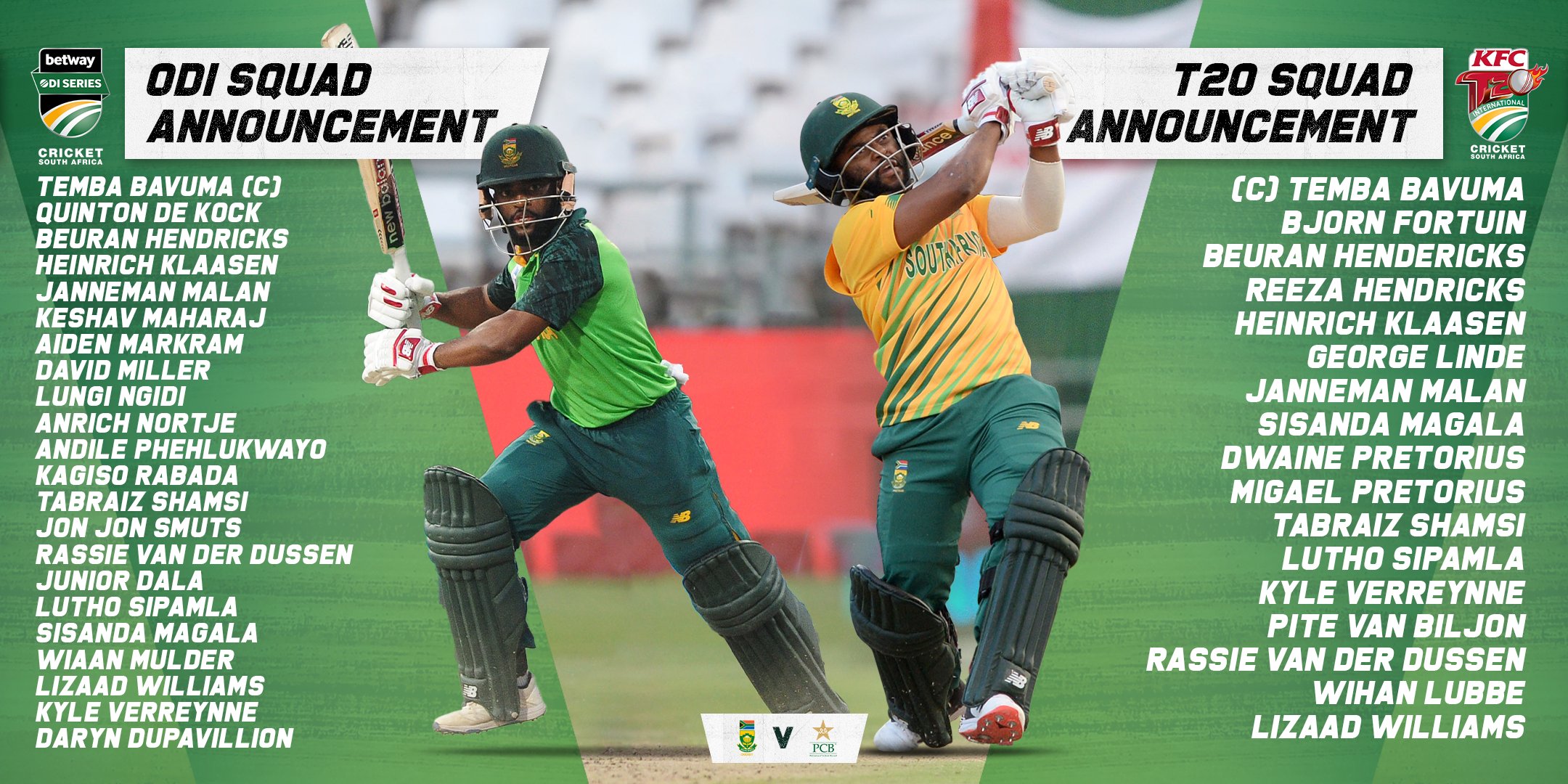 South Africa Vs Pakistan 2021 Csa Announce Odi And T20i Squads No Ipl Bound Players To Feature In The T20i Series