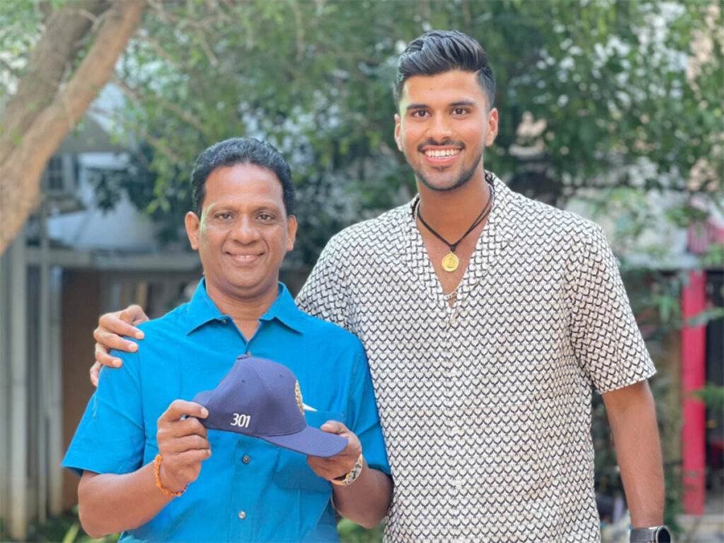 Washington Sundar with his father