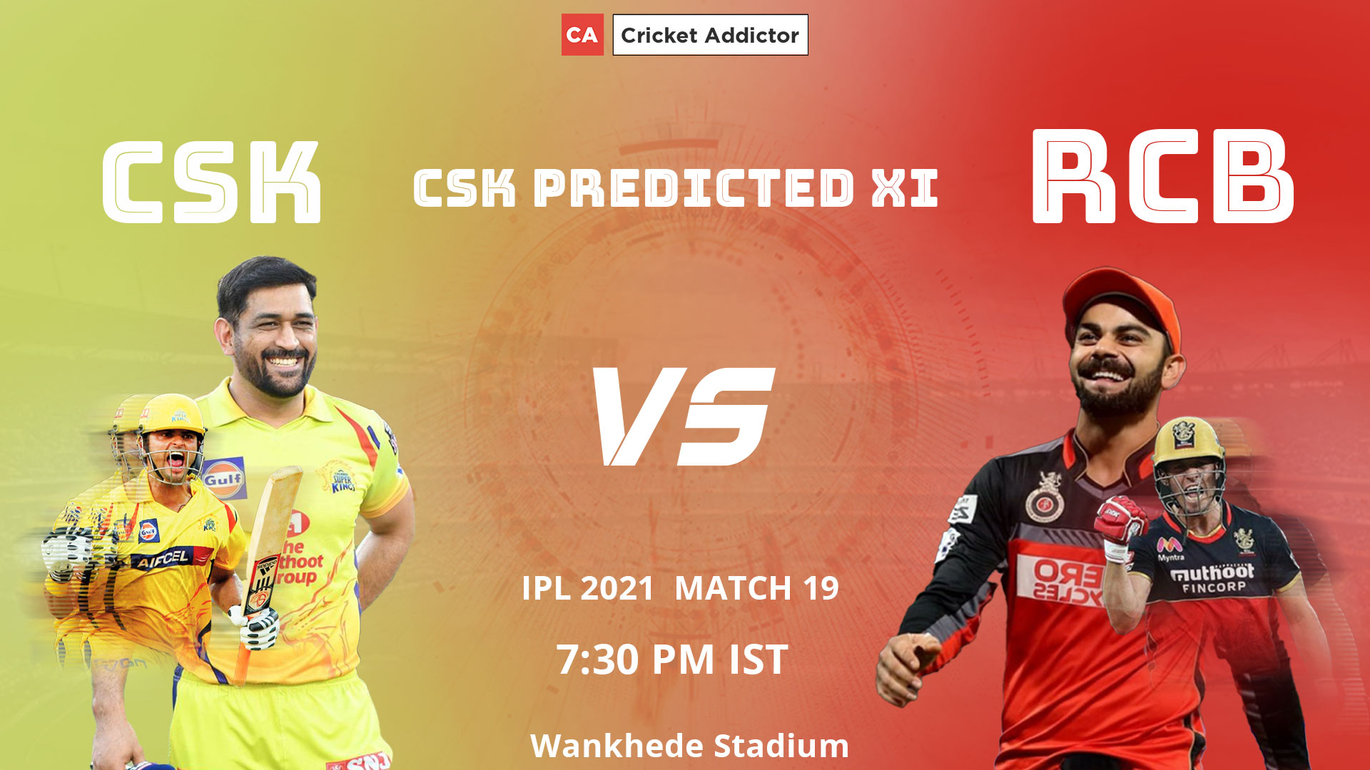 Ipl 2021 Match 19 Chennai Super Kings Vs Royal Challengers Bangalore Csk Vs Rcb Csk Predicted Playing Xi