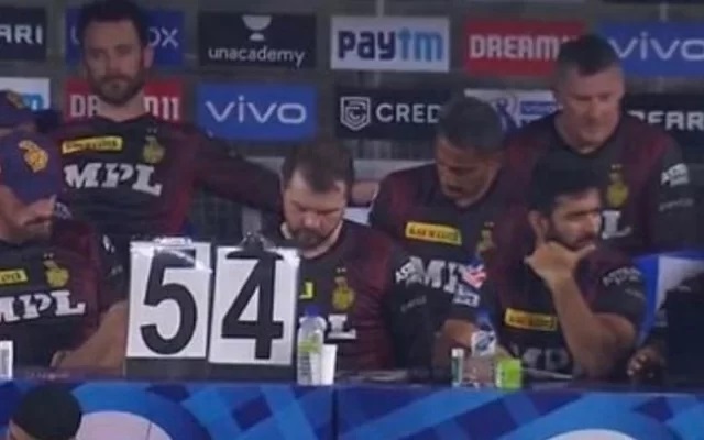 KKR uses placard from dugout