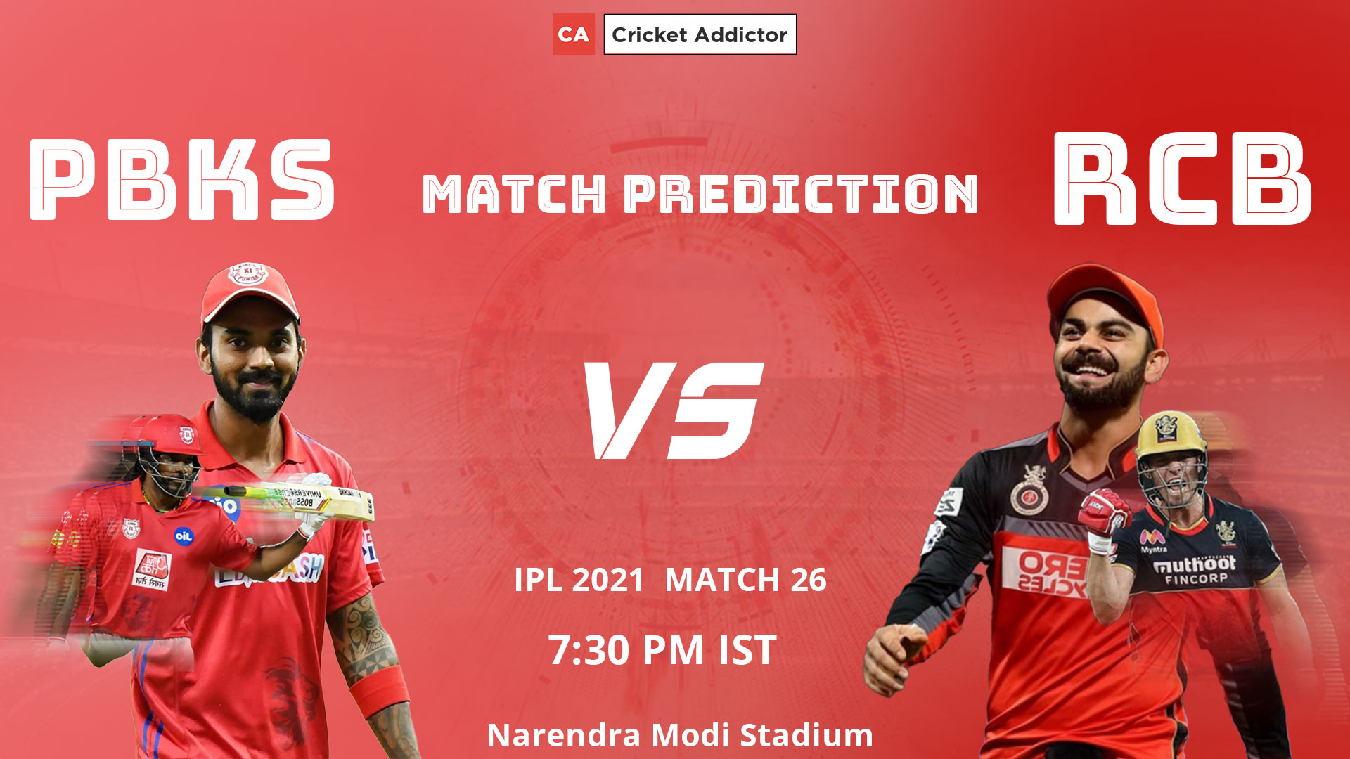 IPL 2021, Match 26 PBKS vs RCB