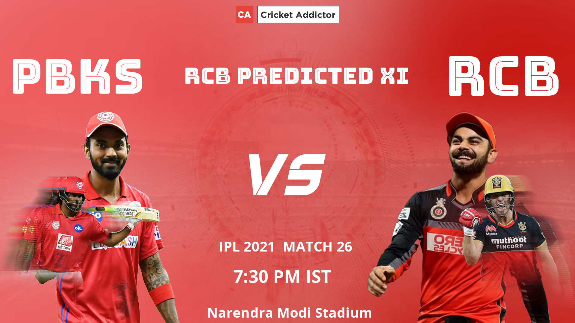 IPL 2021, Match 26: PBKS Vs RCB - RCB Predicted Playing XI