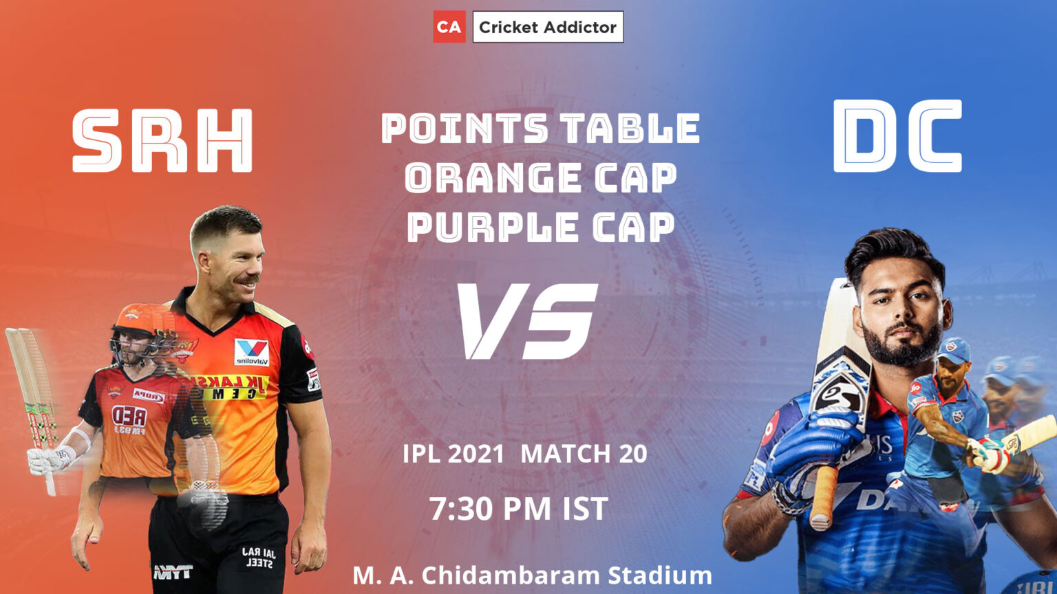 Ipl 2021 Updated Points Table Orange Cap Purple Cap After Match 20 