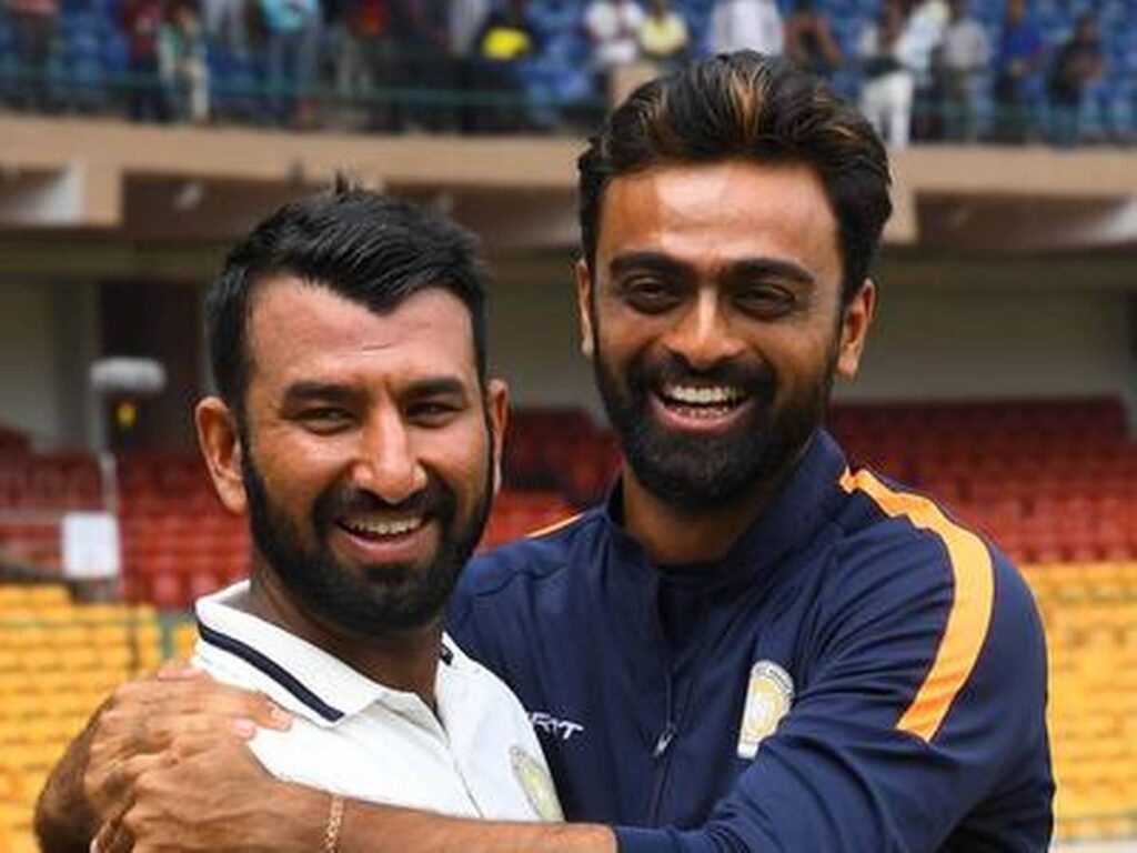 Cheteshwar Pujara with Jaydev Unadkat (Photo- The Hindu)
