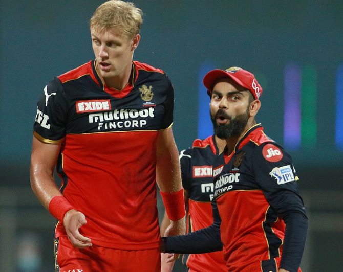 Kyle Jamieson and Virat Kohli for RCB in IPL 2021 (Photo- BCCI)
