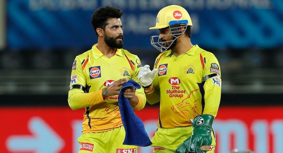 Chennai Super Kings' Ravindra Jadeja and MS Dhoni