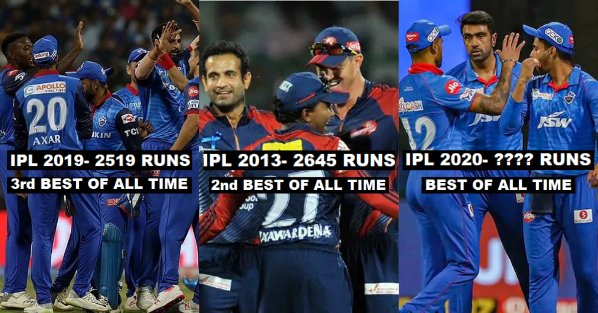 Season Wise Break Up Of Runs Scored By Delhi Capitals (DC) In The IPL