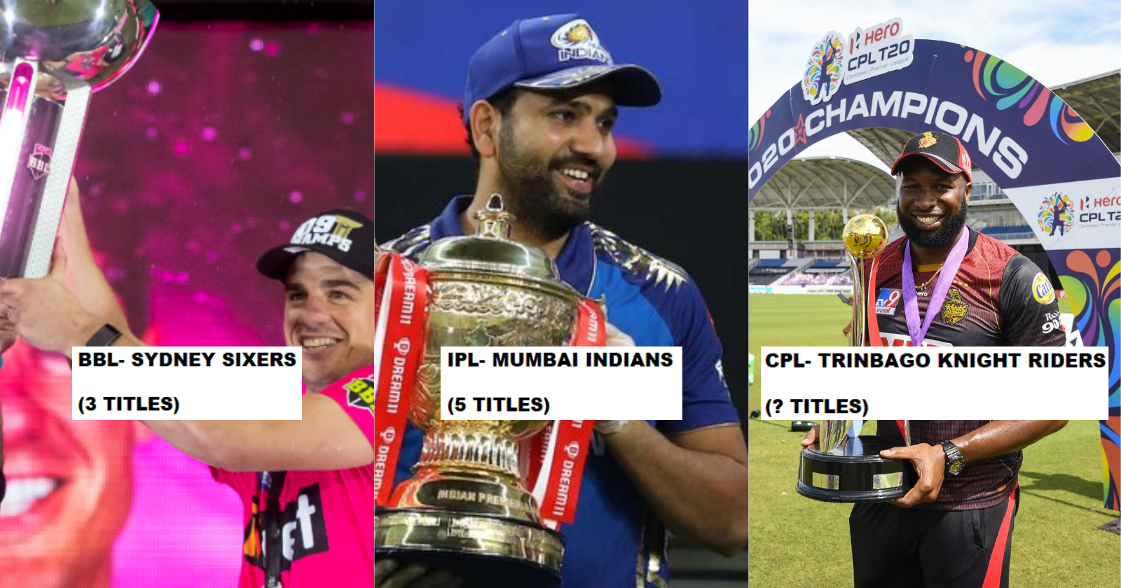 Teams With Most Trophies In Each Franchise T20 League