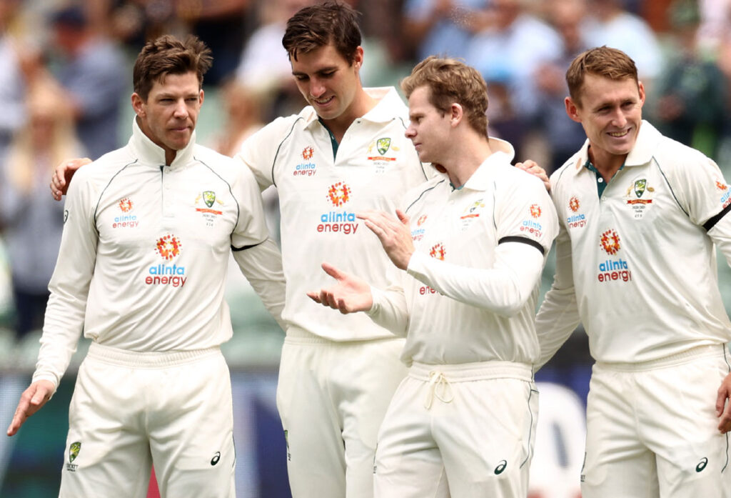 Tim Paine, Pat Cummins, Steve Smith and Marnus Labuschagne