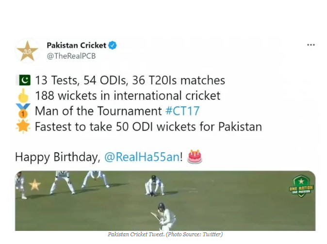 Pakistan Cricket Board (PCB) By Mistakenly Uses Middle Finger In Hasan Ali Birthday Tweet; Deletes It Later