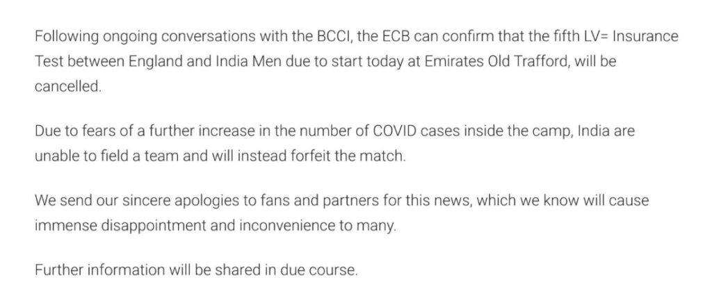 England vs India 2021: ECB Removes Statement Claiming India Forfeited The Match