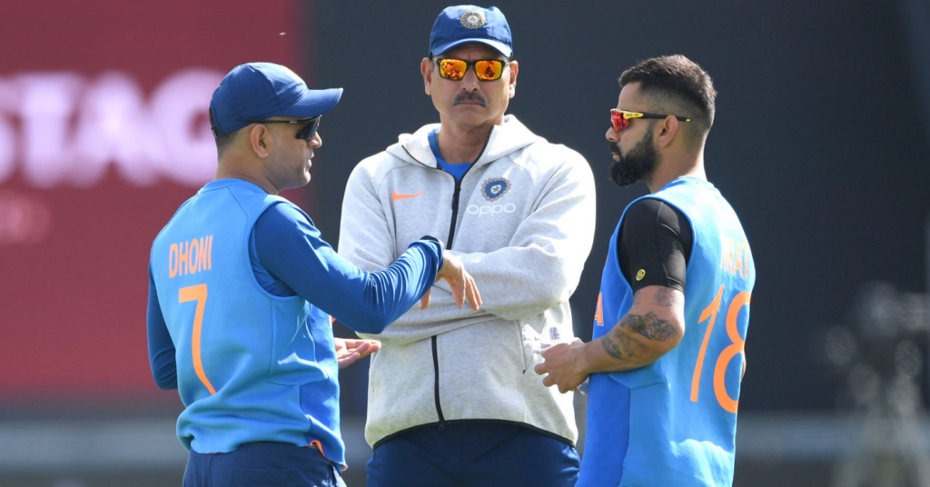 MS Dhoni, Ravi Shastri, Virat Kohli