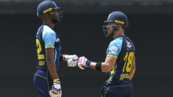 Roston Chase and Faf du Plessis of Saint Lucia Kings, CPL 2021