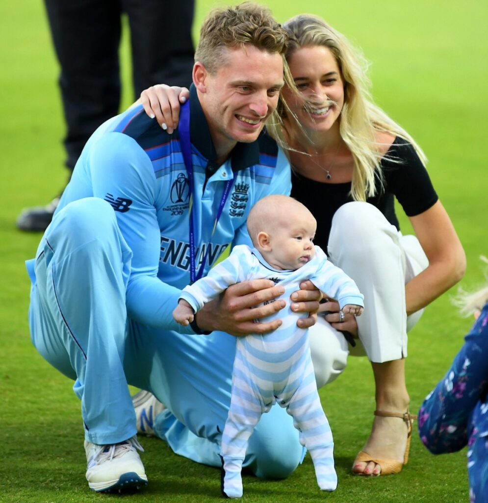 Jos Buttler with wife Louise and daughter Georgia Rose. Photo- Getty