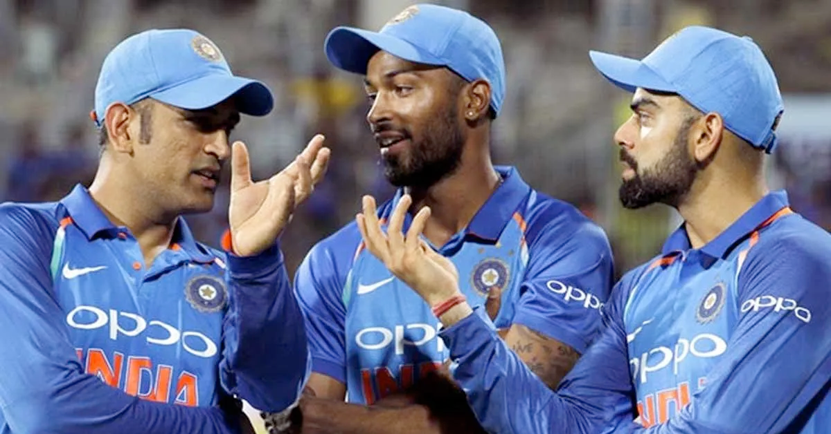 MS Dhoni, Hardik Pandya, Virat Kohli