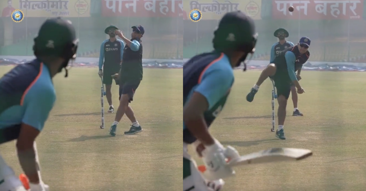 Watch: India Head Coach Rahul Dravid Bowls Off-Spin In Nets Ahead Of 1st Test vs New Zealand