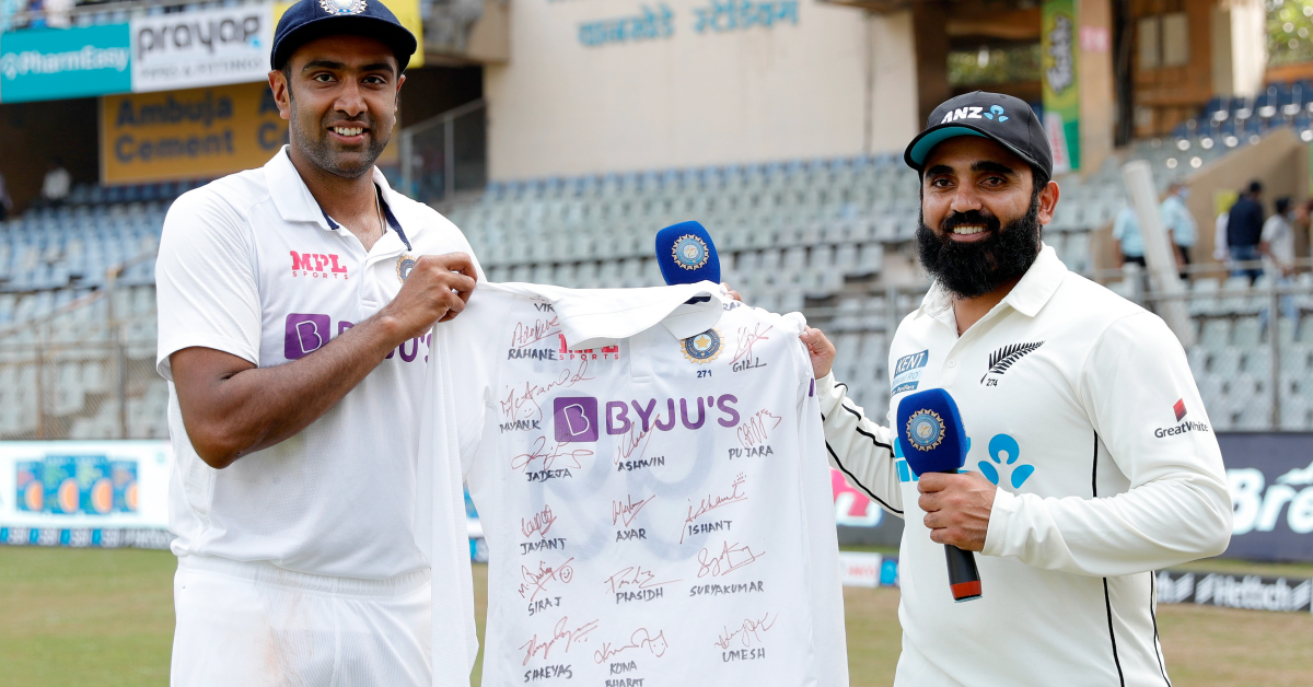 Ravichandran Ashwin Gifts His Jersey Signed By All Indian Players To Ajaz Patel After Mumbai Test