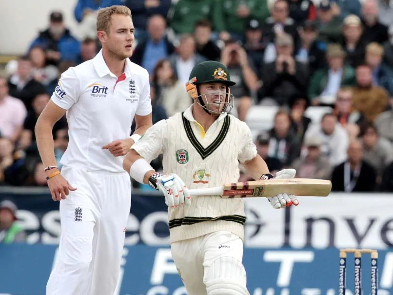 David Warner and Stuart Broad. Photo- AFP