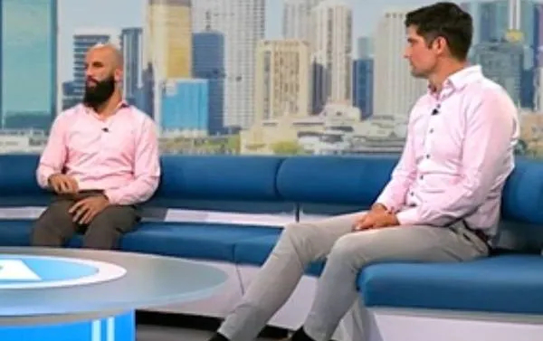 Moeen Ali and Alastair Cook on BT Sports. Photo- Bt Sports