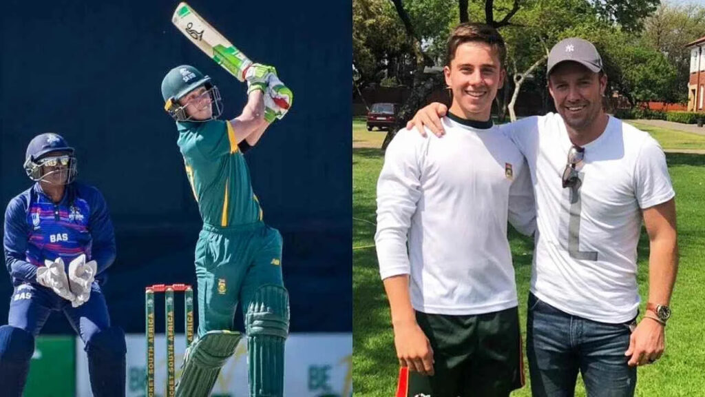 Dewald Brevis with AB De Villiers. Photo- Twitter
