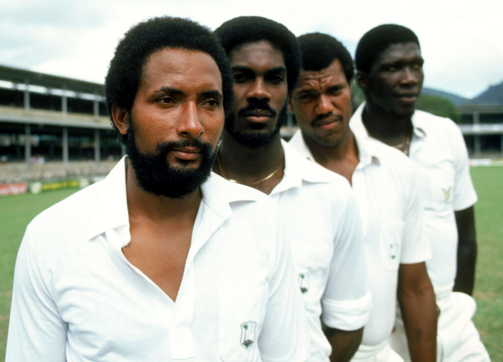 Michael Holding, Joel Garner, Colin Croft, Andy Roberts 