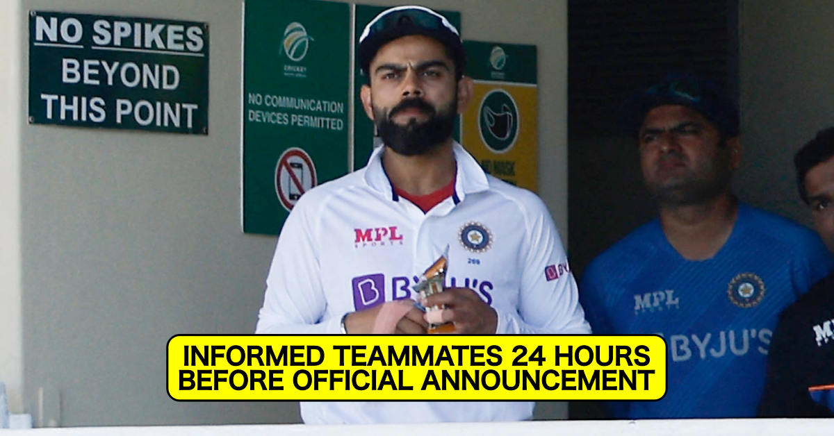 Virat Kohli Had Shared The News Of Test Captaincy Resignation With Indian Team 24 Hours Before Announcing On Social Media - Reports