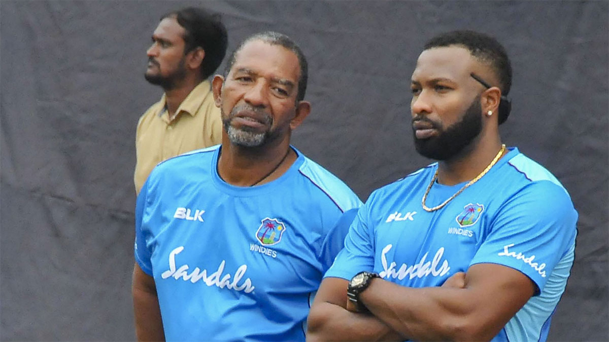 Kieron Pollard, Phil Simmons of West Indies. Photo- Twitter